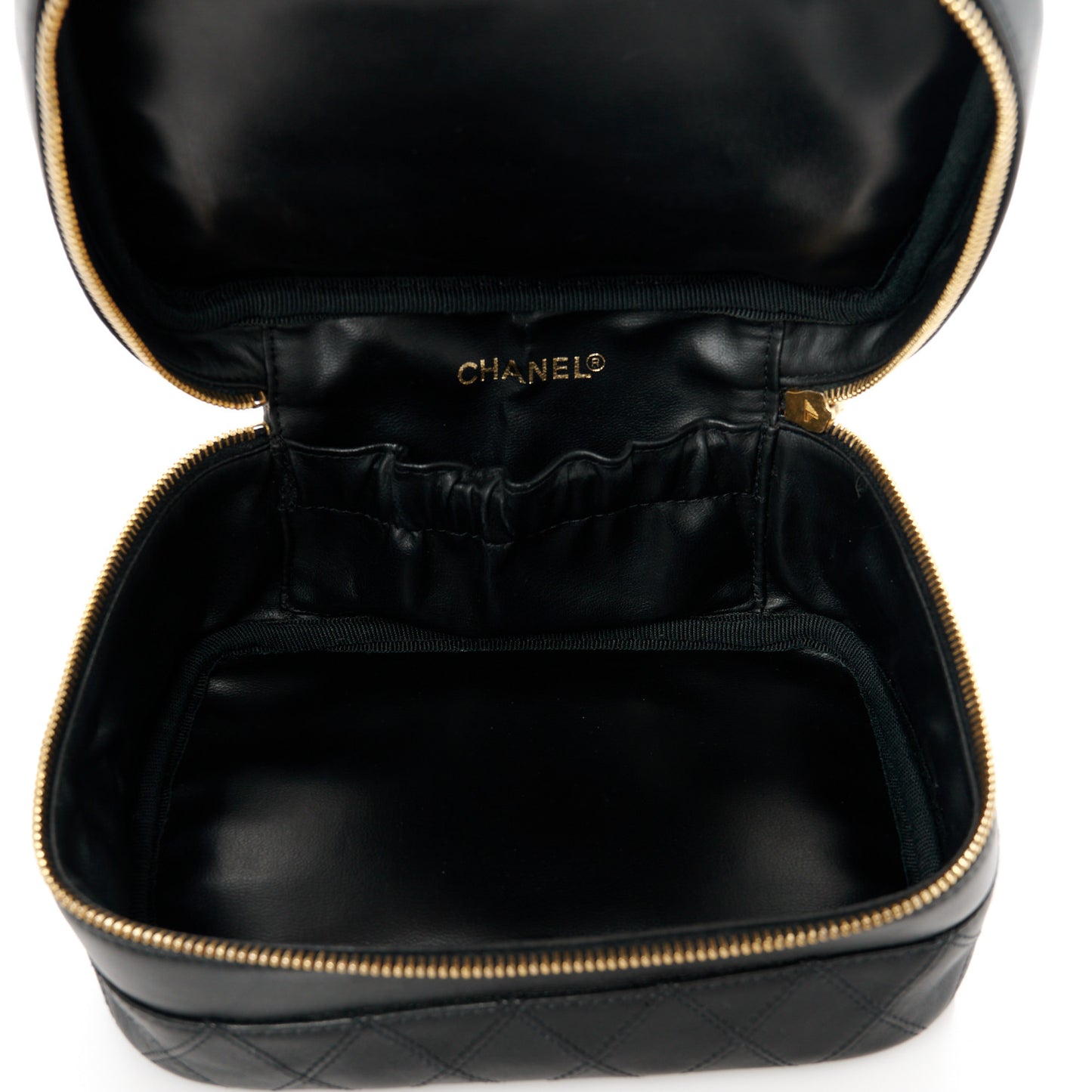 Lambskin Vanity Cosmetic Case Black
