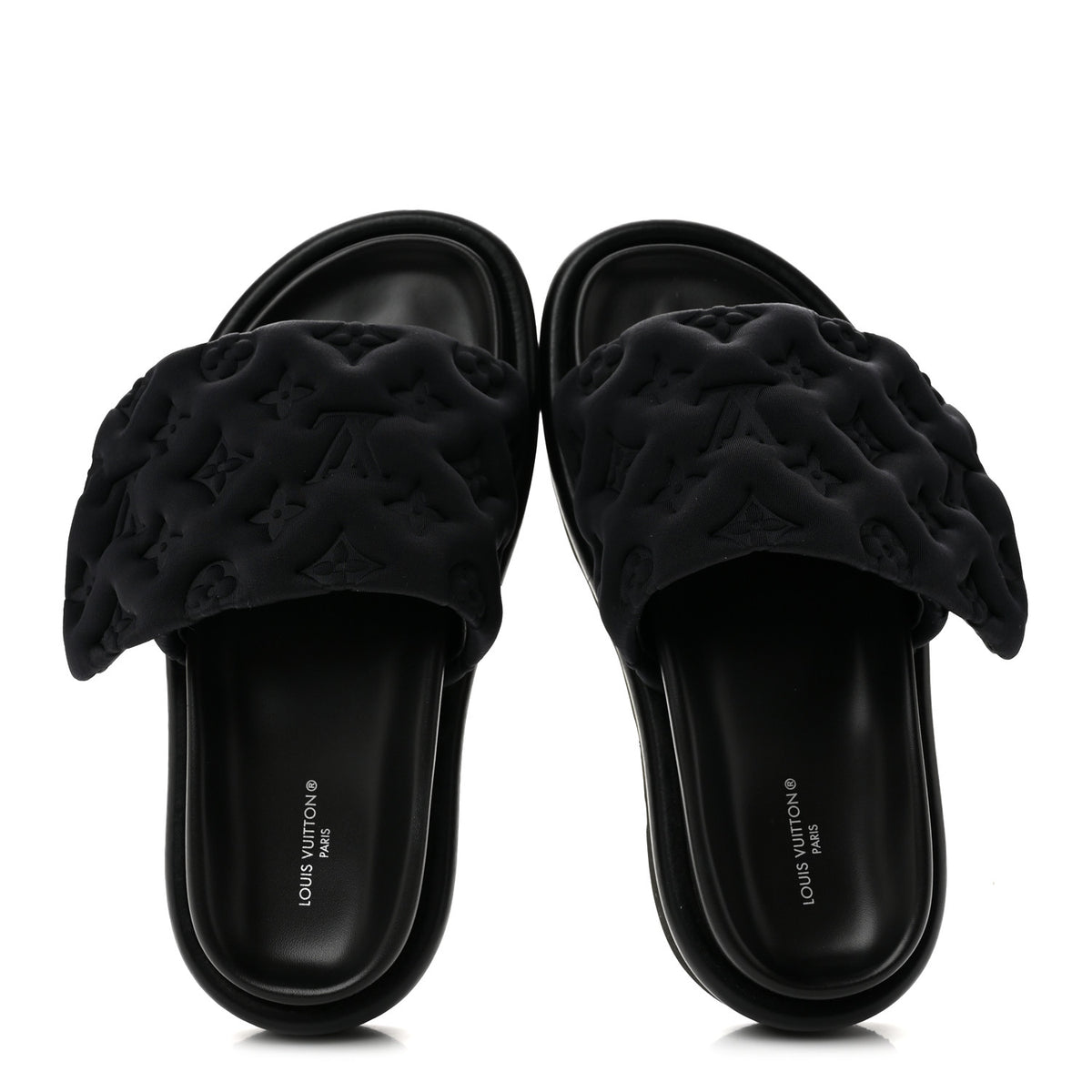 Louis Vuitton Technical Fabric Embossed Monogram Pool Pillow Comfort Mules 36 Black 2 of 7
