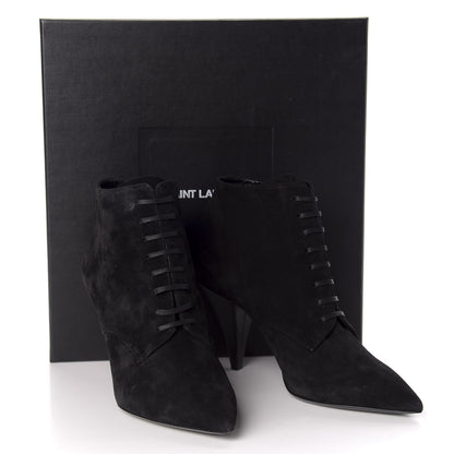 Saint Laurent Suede Kiki Lace-Up Ankle Boot 38.5 Black 10 of 10