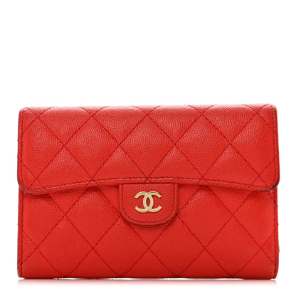 Chanel Caviar Quilted Medium Flap Wallet Red 1 of 14