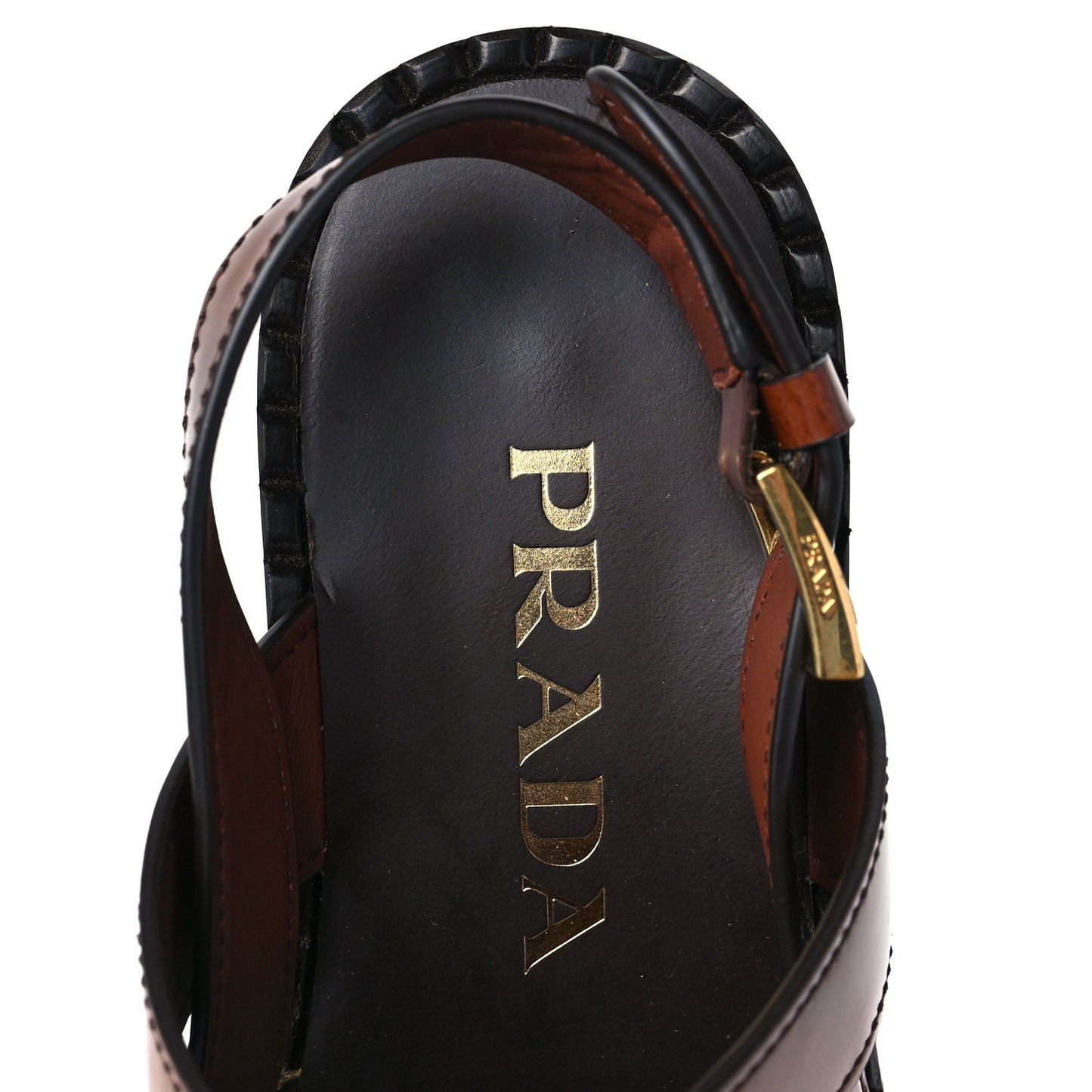 Calfskin Buckle Sandals 37 Brown