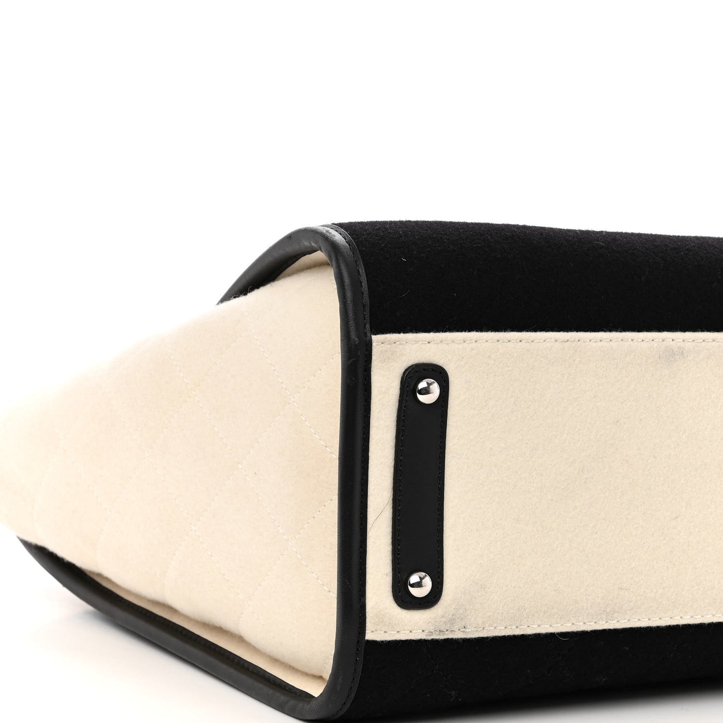 Wool Felt Calfskin Large Deauville Tote Black White