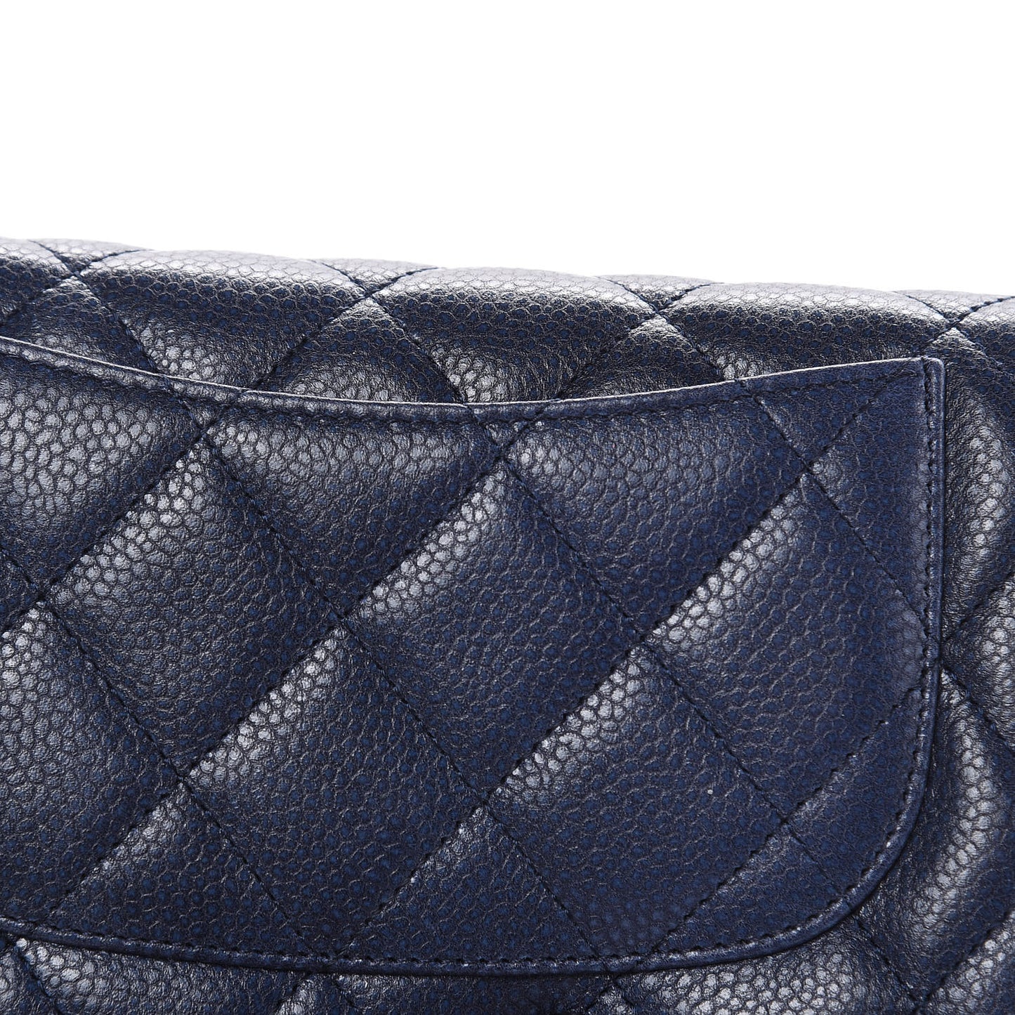 Metallic Caviar Quilted Reissue Long Flap Wallet Navy Blue