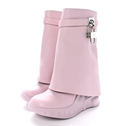 Givenchy Grained Calfskin Shark Lock Biker Ankle Boots 40 Pink 3 of 8