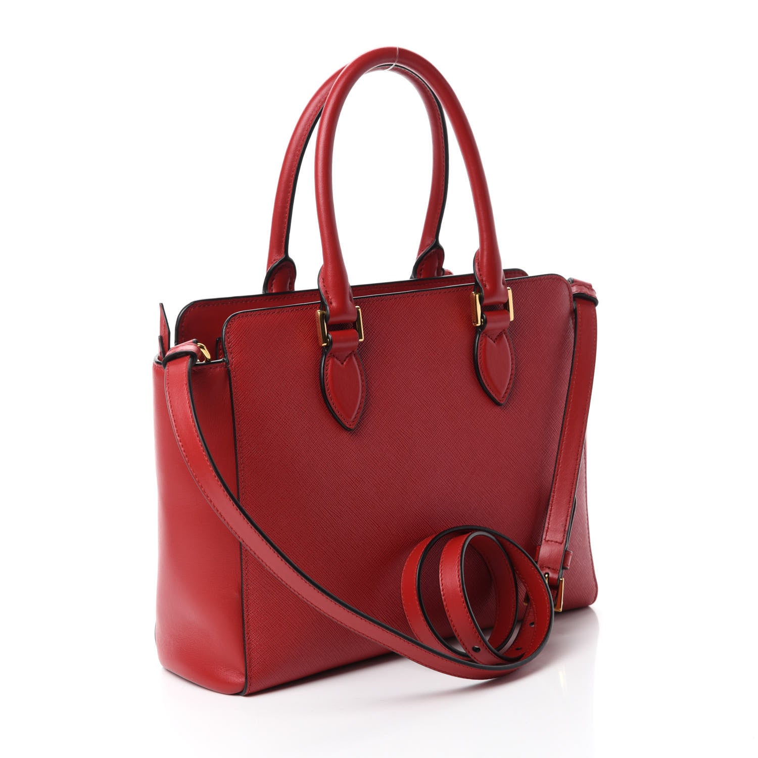 Prada Saffiano Soft Calfskin Small Zippered Tote Fuoco 3 of 10