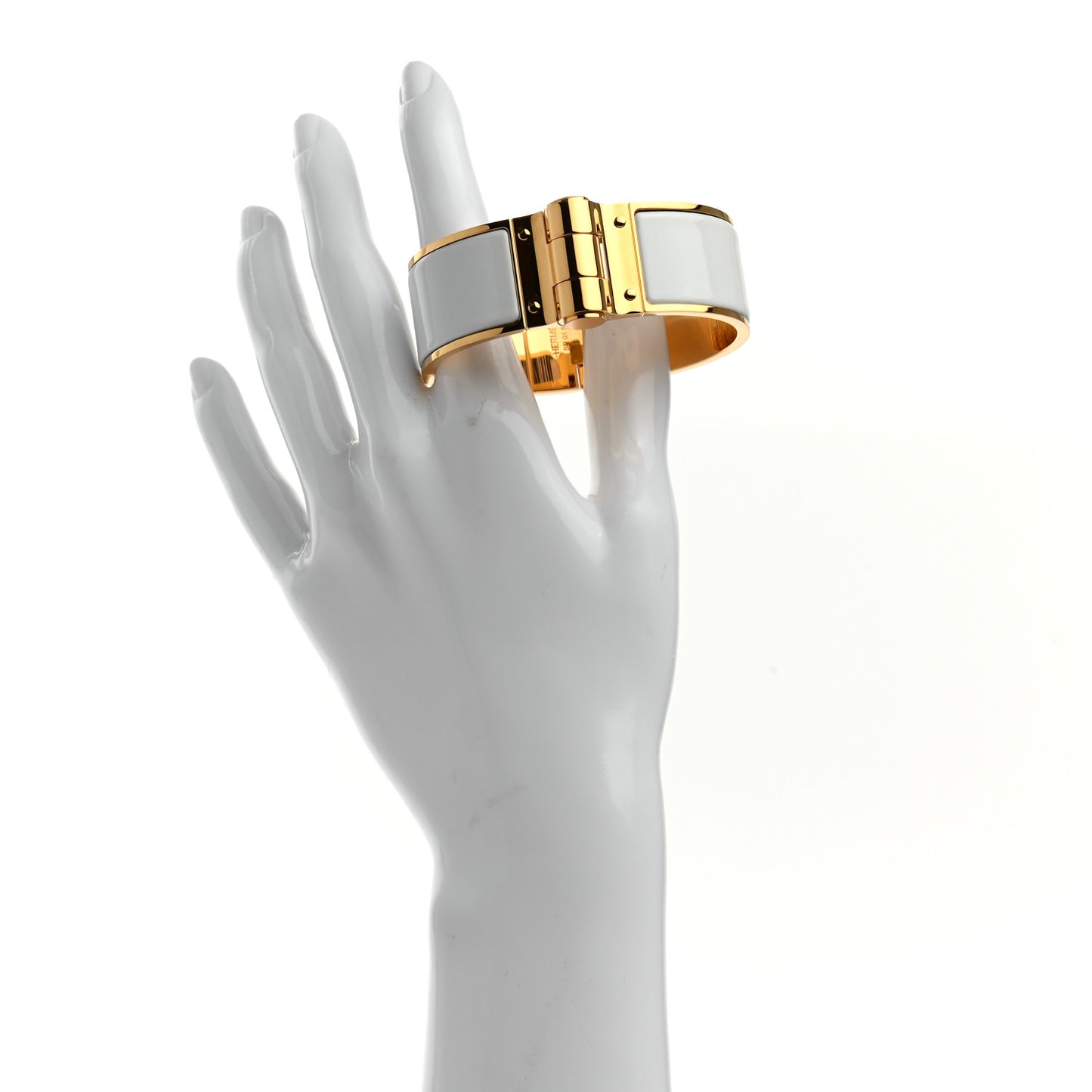 Enamel Wide Charniere Uni Hinged Bracelet S White