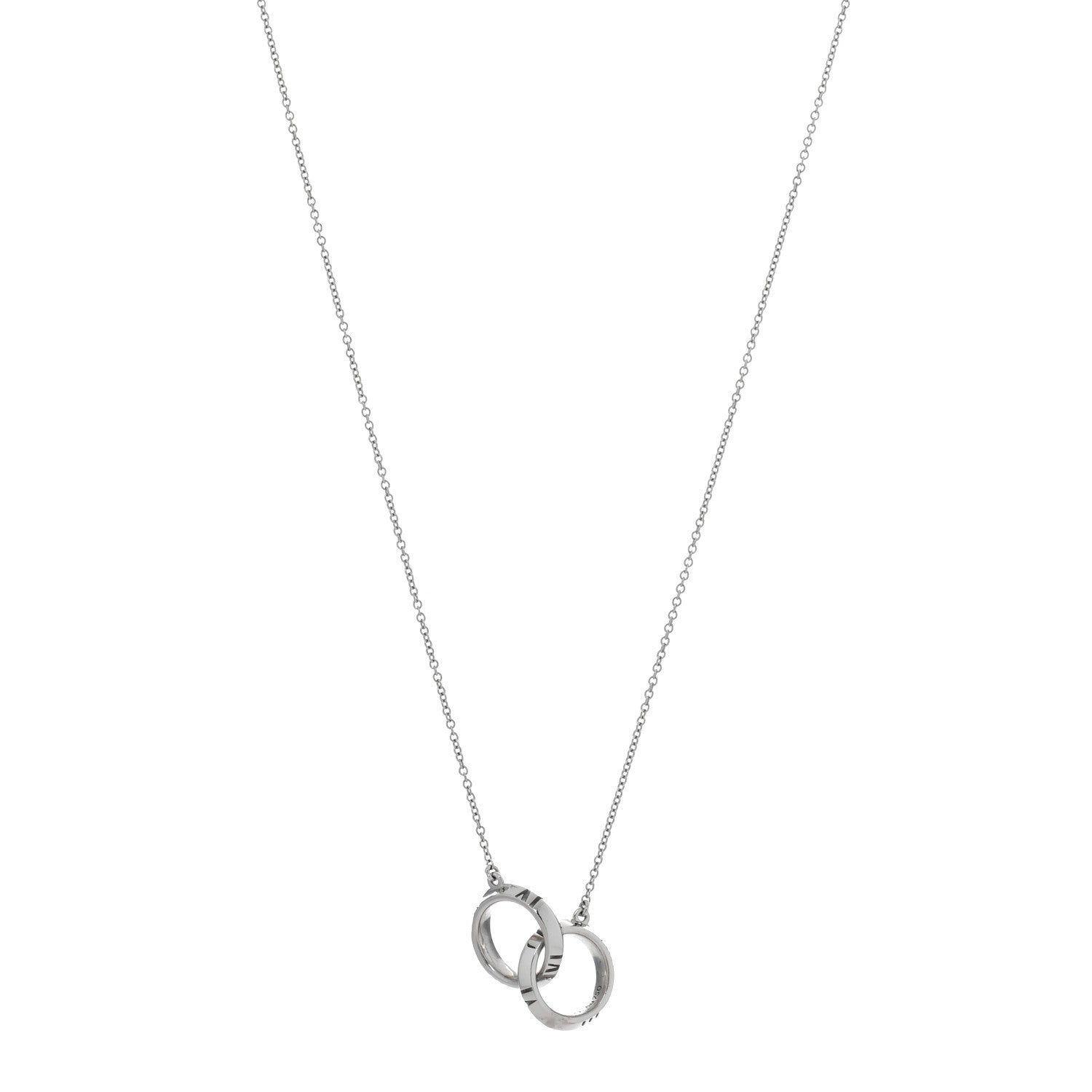 Tiffany 18K White Gold Interlocking Atlas Open Pendant Necklace 1 of 6