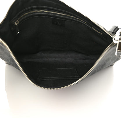 Gucci Soft GG Supreme Monogram Appia Calfskin Web East West Messenger Bag Black Grey 5 of 10