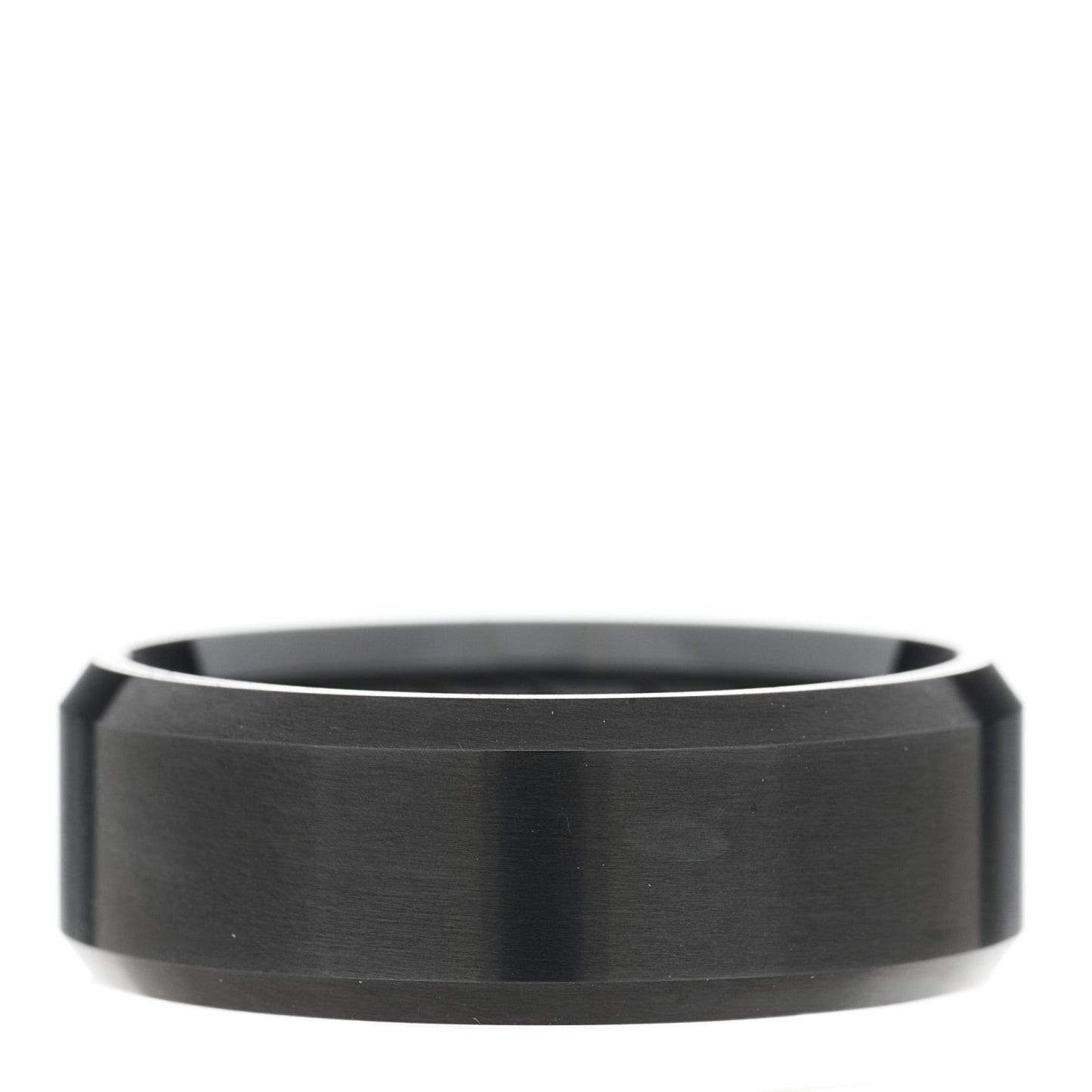 Black Titanium 8.5mm Beveled Band Ring 67 11.75