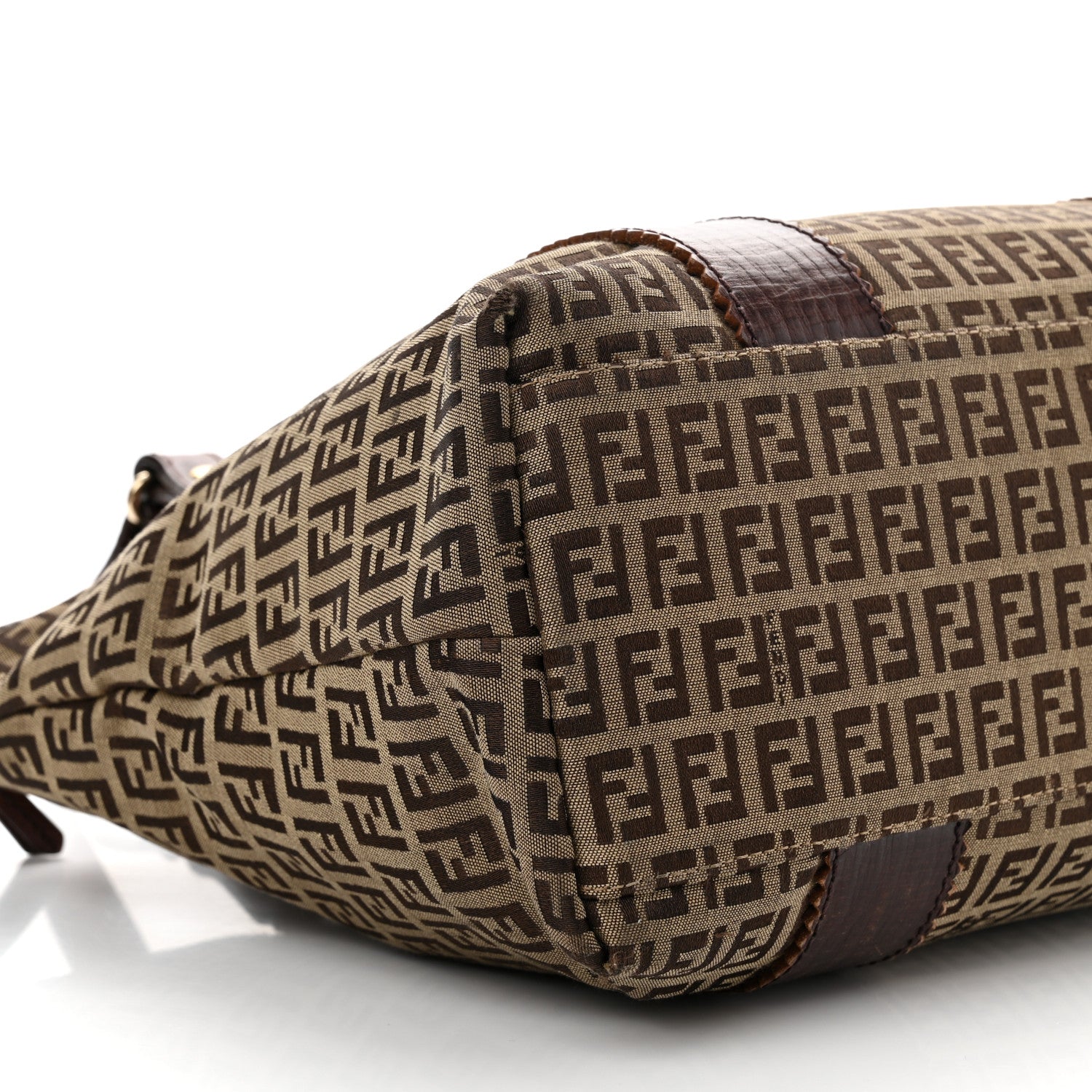 Fendi Zucchino Vitello Shopping Zip Tote Mogano Panna Bruciato 9 of 15
