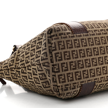 Fendi Zucchino Vitello Shopping Zip Tote Mogano Panna Bruciato 9 of 15