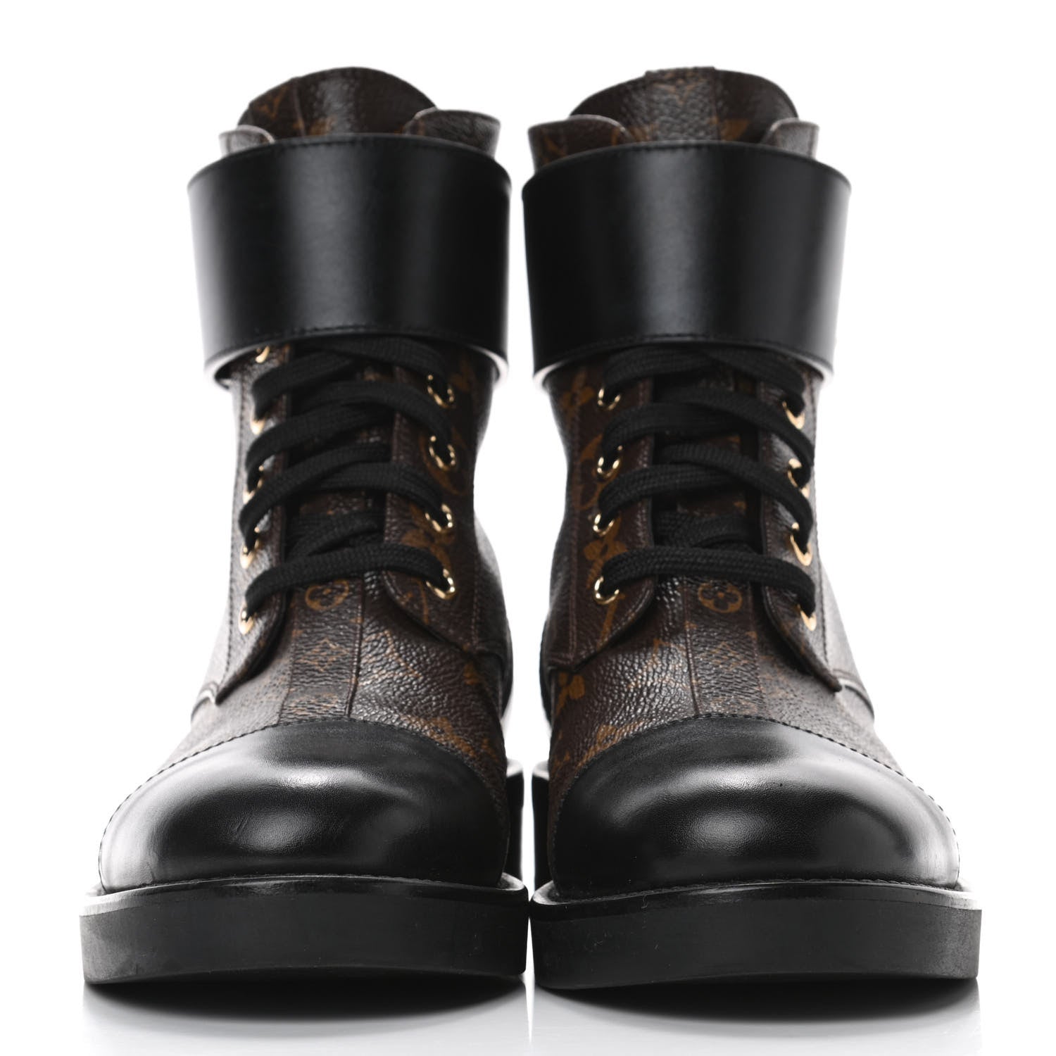 Louis Vuitton Calfskin Monogram Wonderland Flat Ranger Boots 38 Black 2 of 5