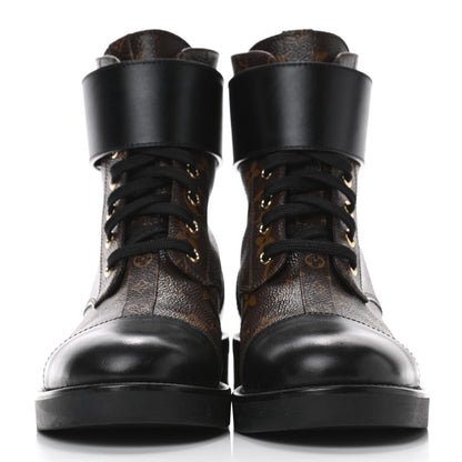 Louis Vuitton Calfskin Monogram Wonderland Flat Ranger Boots 38 Black 2 of 5