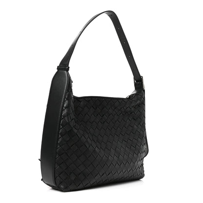 Bottega Veneta Deerskin Intrecciato Small Traveler Hobo Black 3 of 11