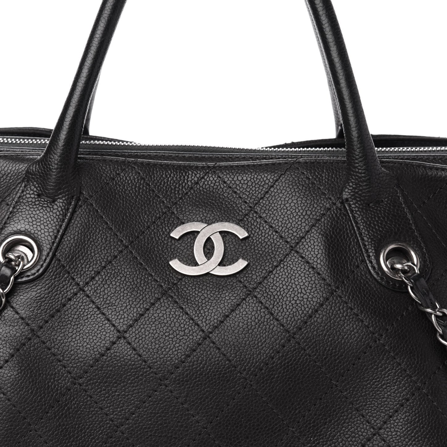 Grained Vegetal Calfskin Urban Shopping Tote Black