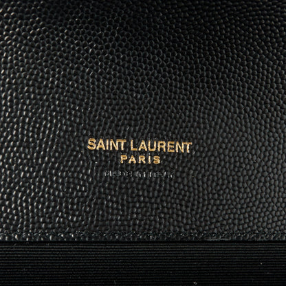 Saint Laurent Grain De Poudre Matelasse Chevron Monogram Envelope Clutch Black 6 of 11
