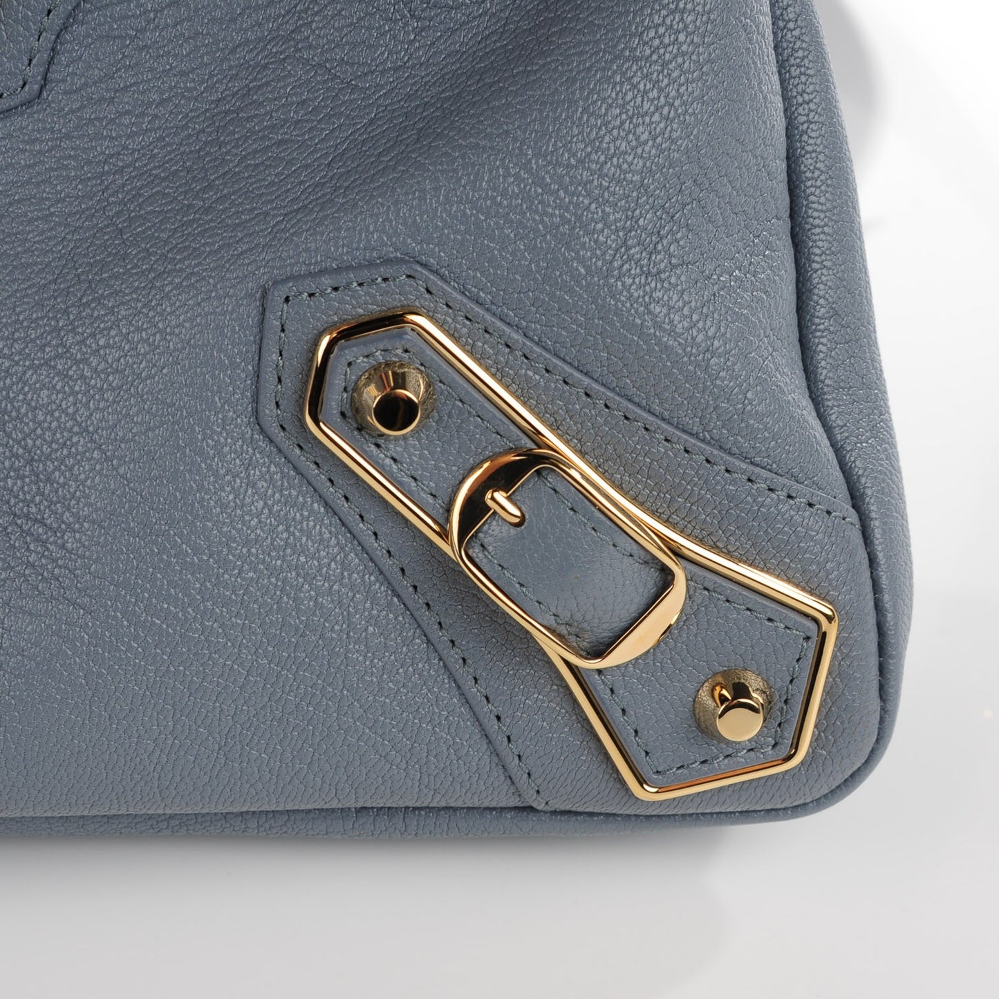 Chevre Gold Metallic Edge Hardware Town Bleu Acier