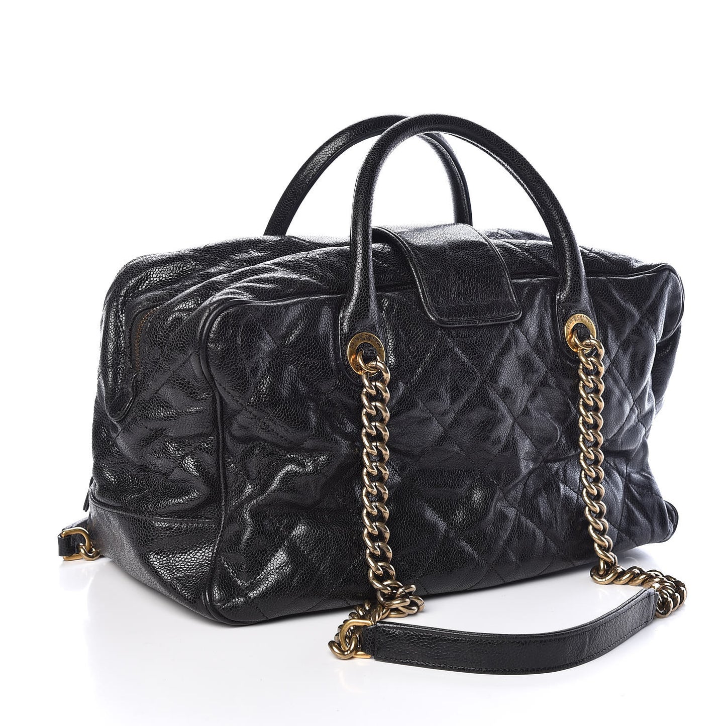 Crumpled Grained Calfskin Shiva Bowler Black