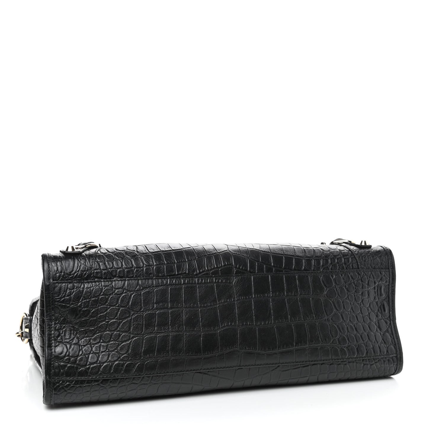 Calfskin Crocodile Embossed Classic Hardware City Black