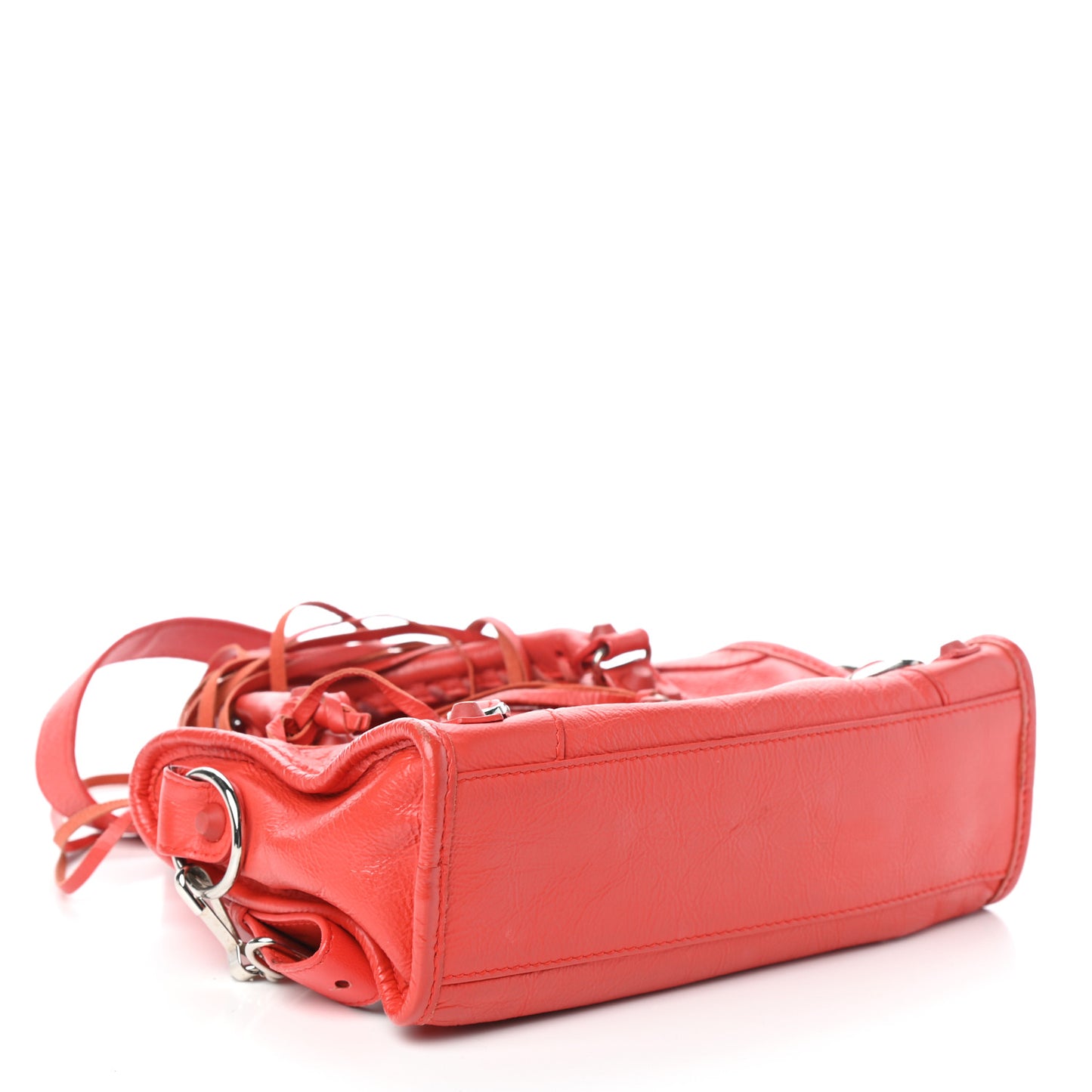 Matte Goatskin Rubber Covered Classic Hardware Mini City Rouge Coquelicot Rouge Braise