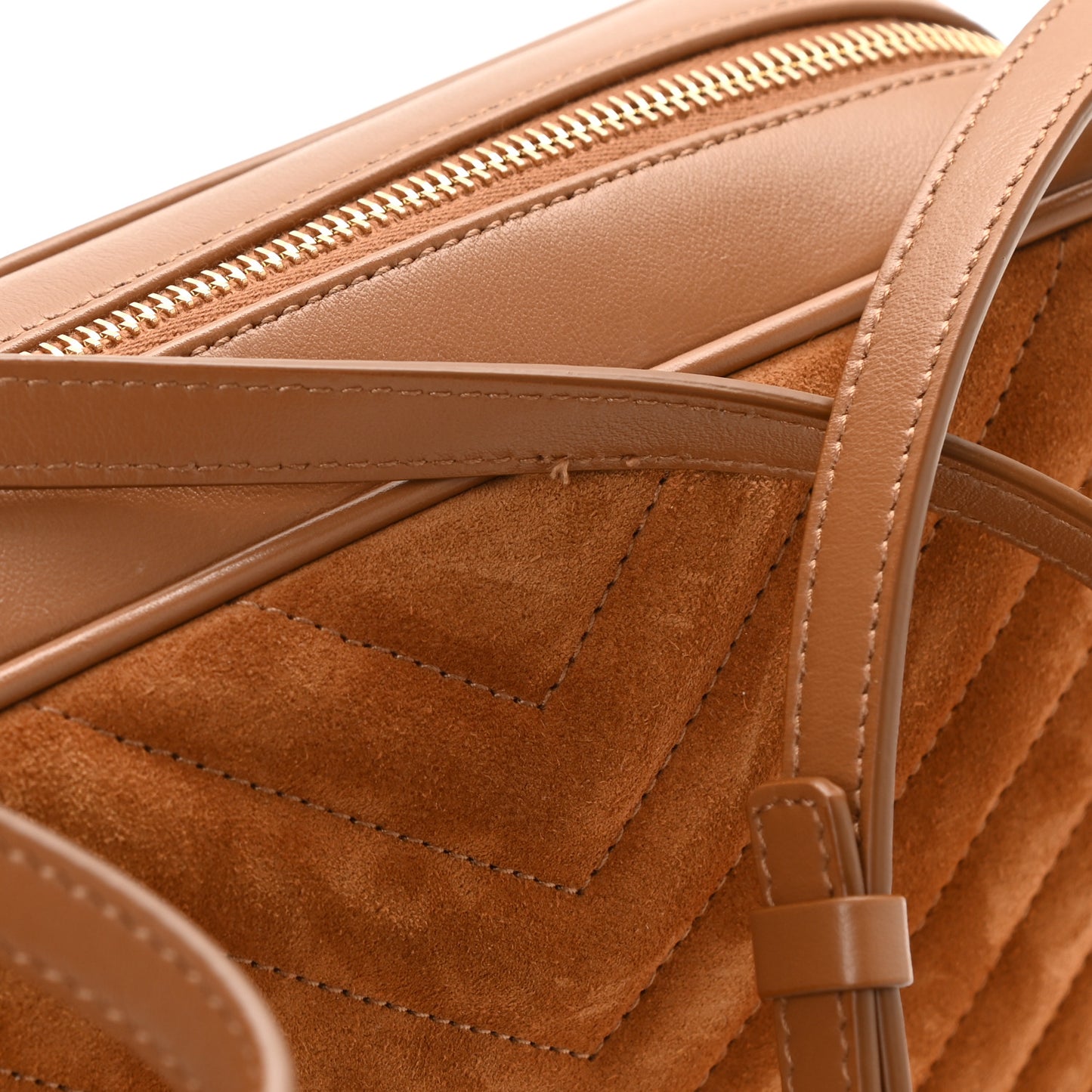 Suede Matelasse Monogram Lou Camera Bag Cinnamon
