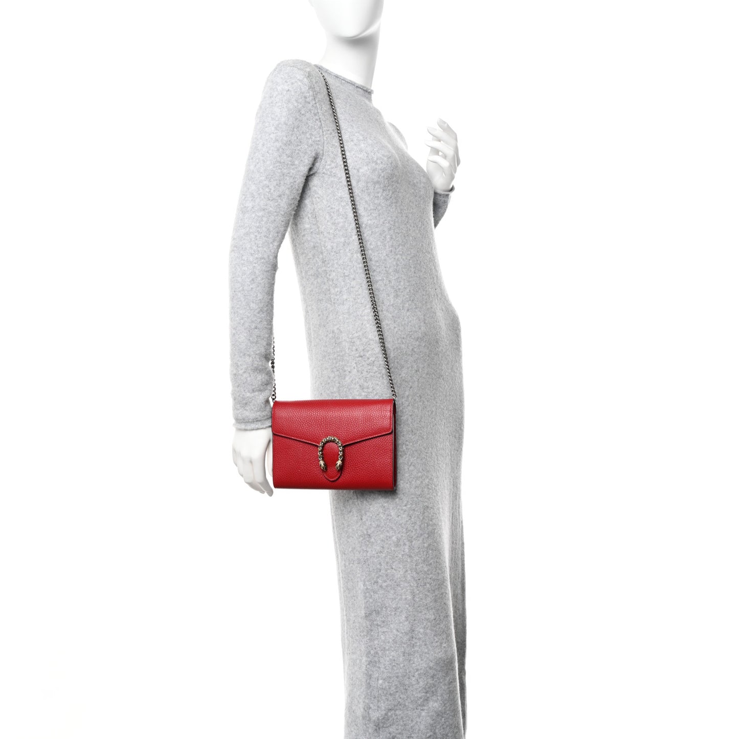 Calfskin Mini Dionysus Chain Wallet Hibiscus Red
