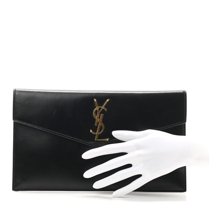 Saint Laurent Smooth Shiny Calfskin Monogram Uptown Pouch Black 2 of 8