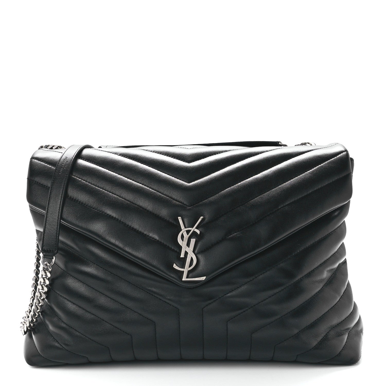 Saint Laurent Calfskin Y Quilted Monogram Large Loulou Chain Satchel Black 1 of 13