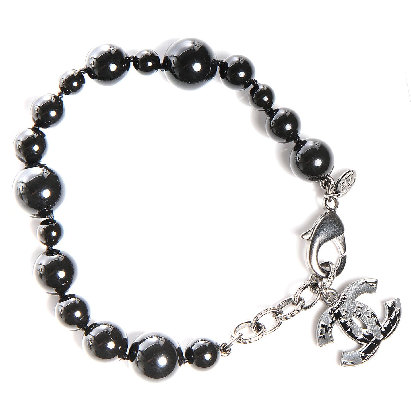 Glass Bead CC Map Bracelet Ruthenium Black