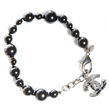Chanel Glass Bead CC Map Bracelet Ruthenium Black 1 of 6
