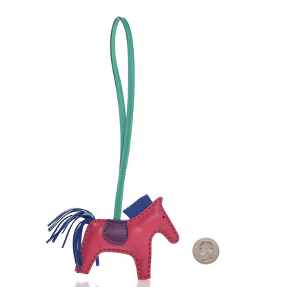 Hermes Milo Lambskin Grigri Rodeo Horse Bag Charm PM Rose Shocking Bleu Azteque Bleu Electrique Menthe Soufre Violet 2 of 4