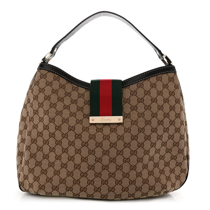 Gucci Monogram Large New Ladies Web Hobo Dark Brown 1 of 10