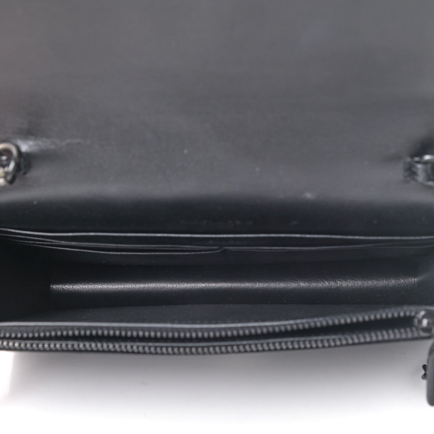 Velvet Crystal Monogram Kate Tassel Chain Wallet Black