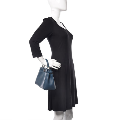 Fendi Nappa Mini Peekaboo Iconic Satchel Pavone 3 of 11