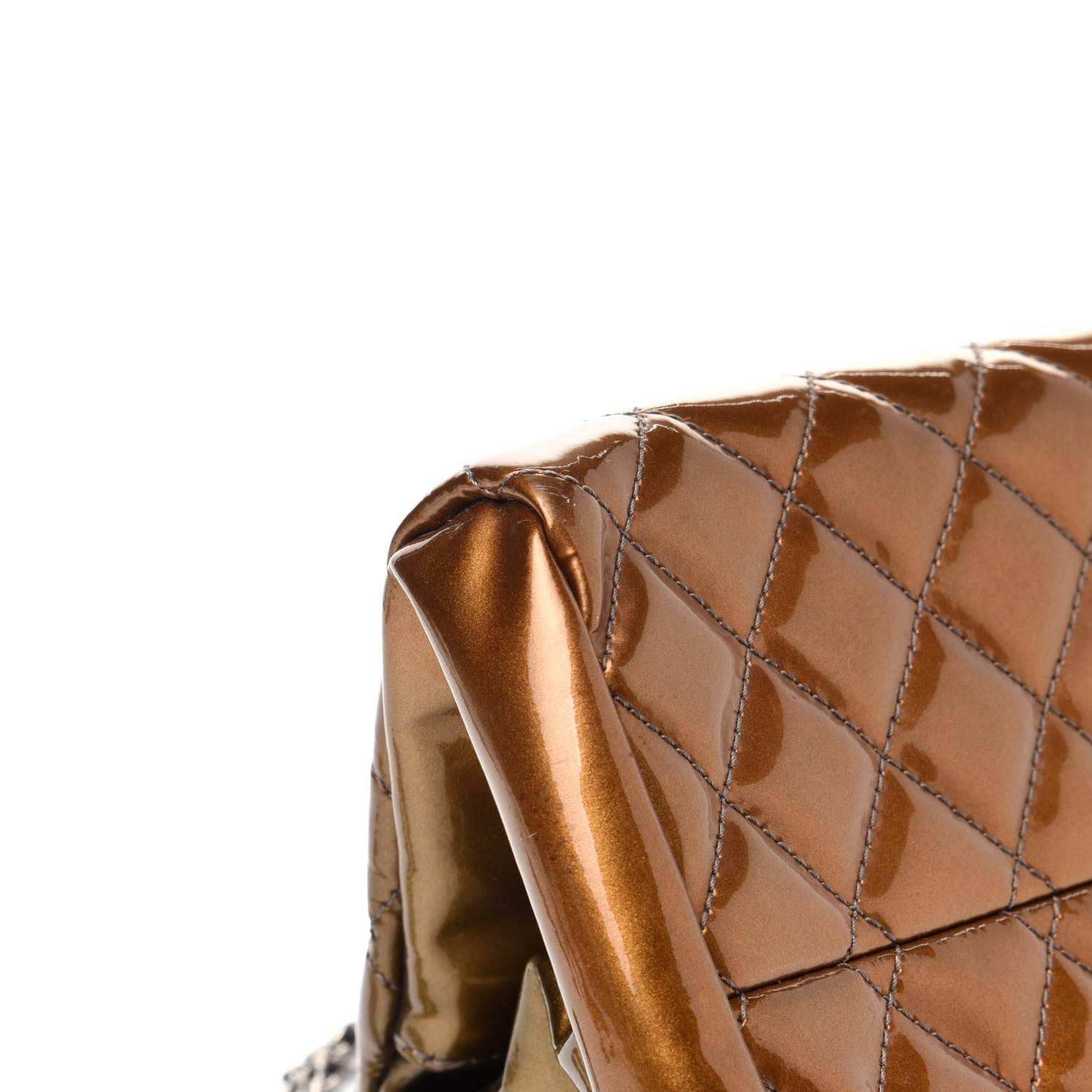 Chanel Metallic Patent Quilted Medium Just Mademoiselle Bowling Bag Gold Degrade 12 of 14