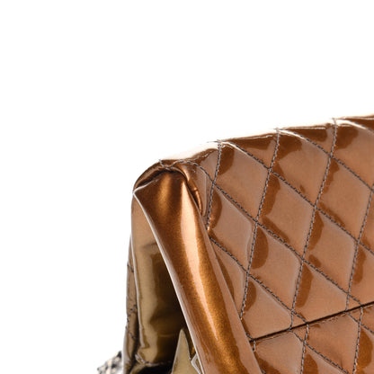 Chanel Metallic Patent Quilted Medium Just Mademoiselle Bowling Bag Gold Degrade 12 of 14