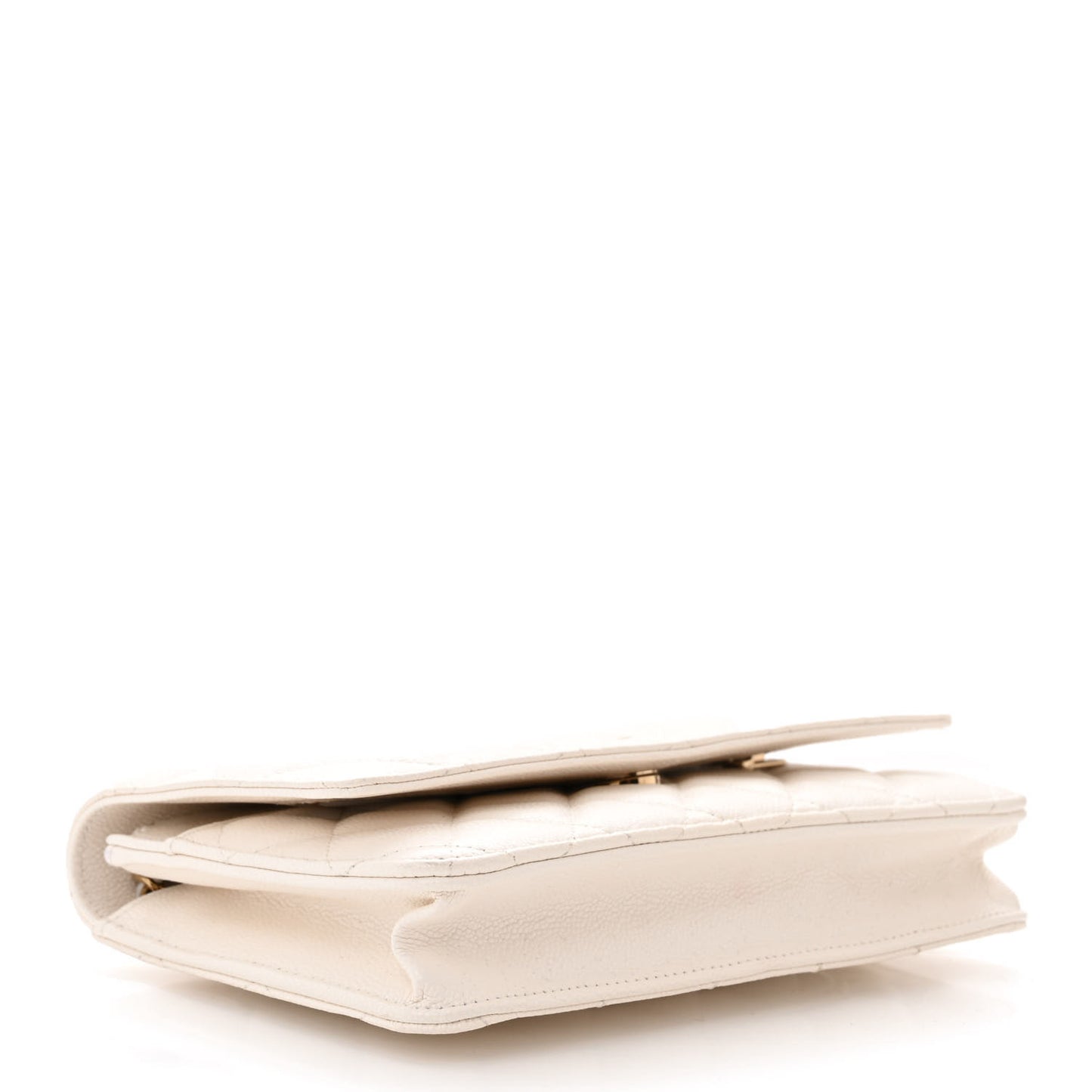 Caviar Quilted Wallet on Chain WOC White