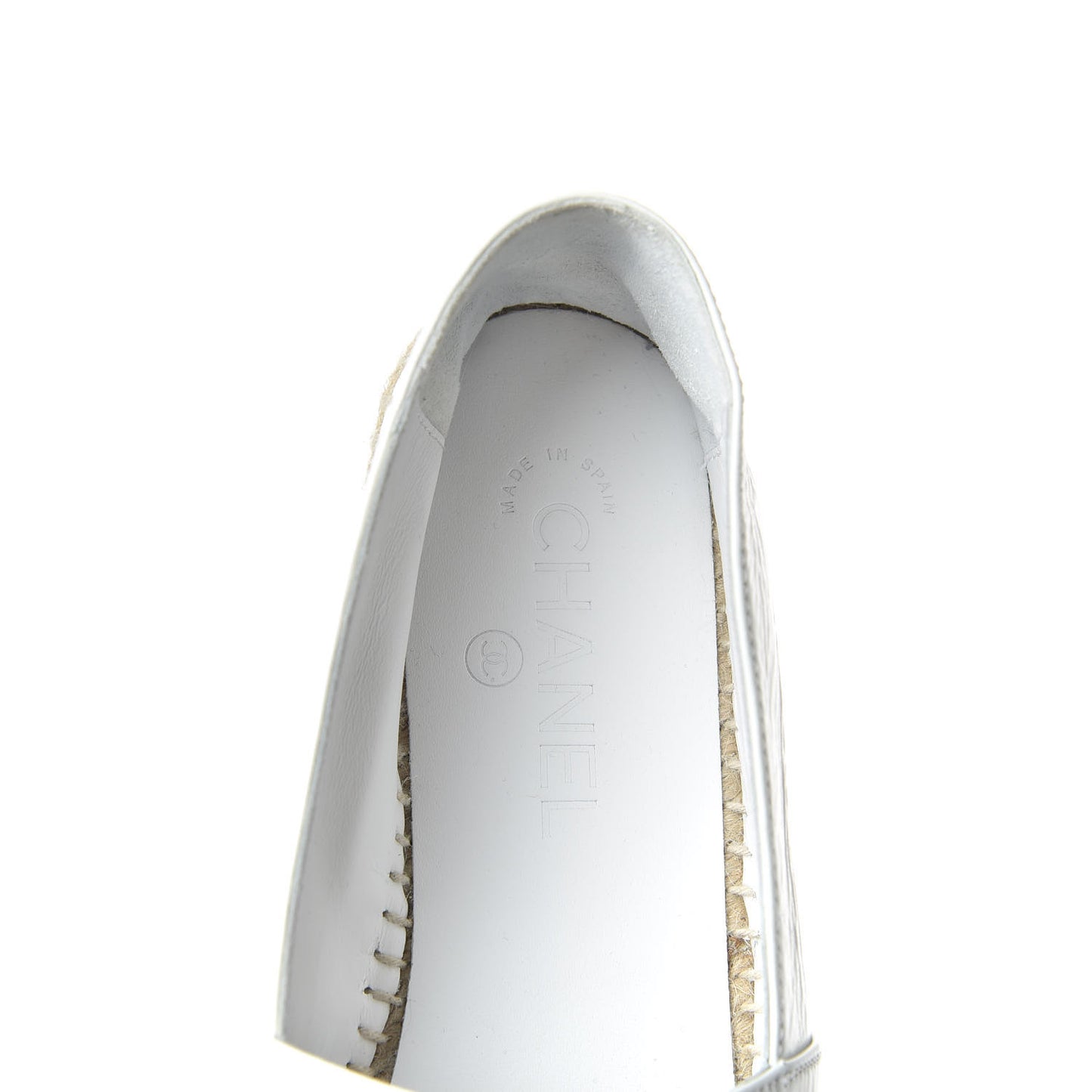Patent Calfskin Crystal CC Espadrilles 40 White Black