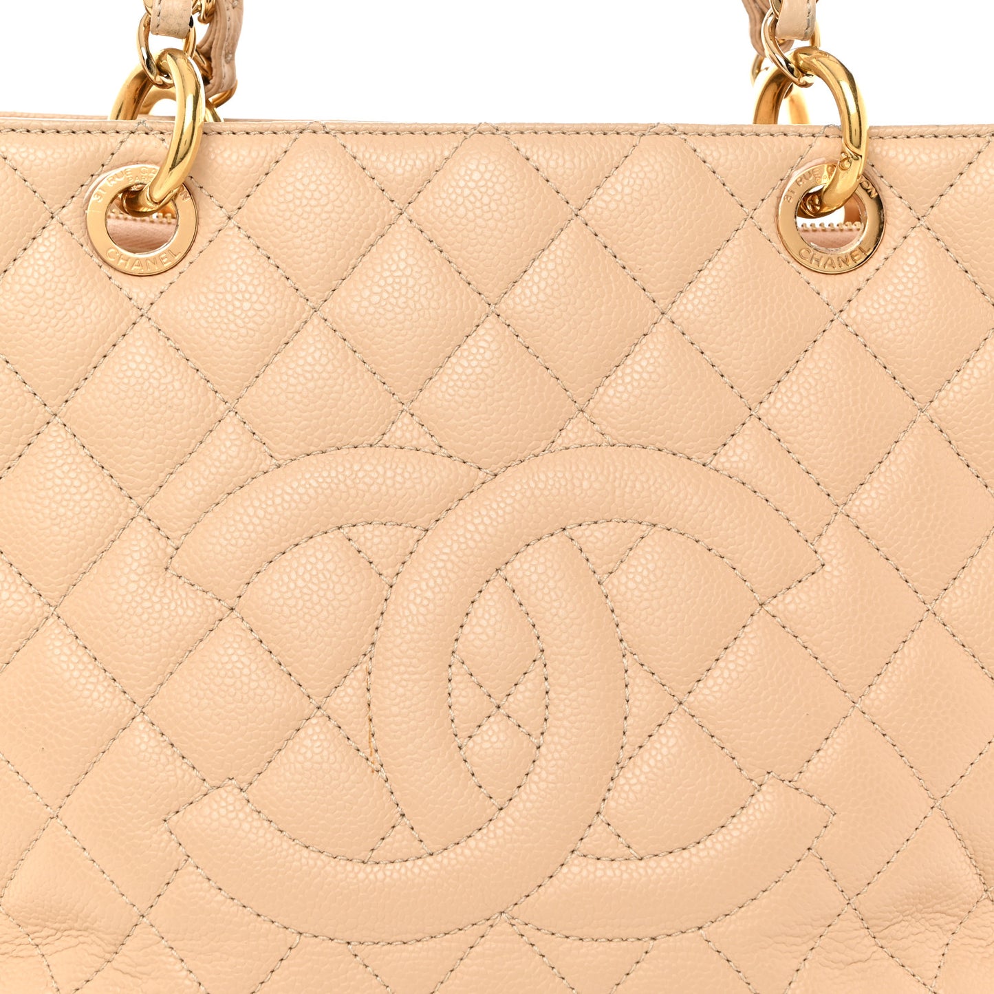Caviar Quilted Grand Shopping Tote GST Beige Clair