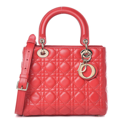 Christian Dior Lambskin Cannage Medium Lady Dior Red 1 of 13