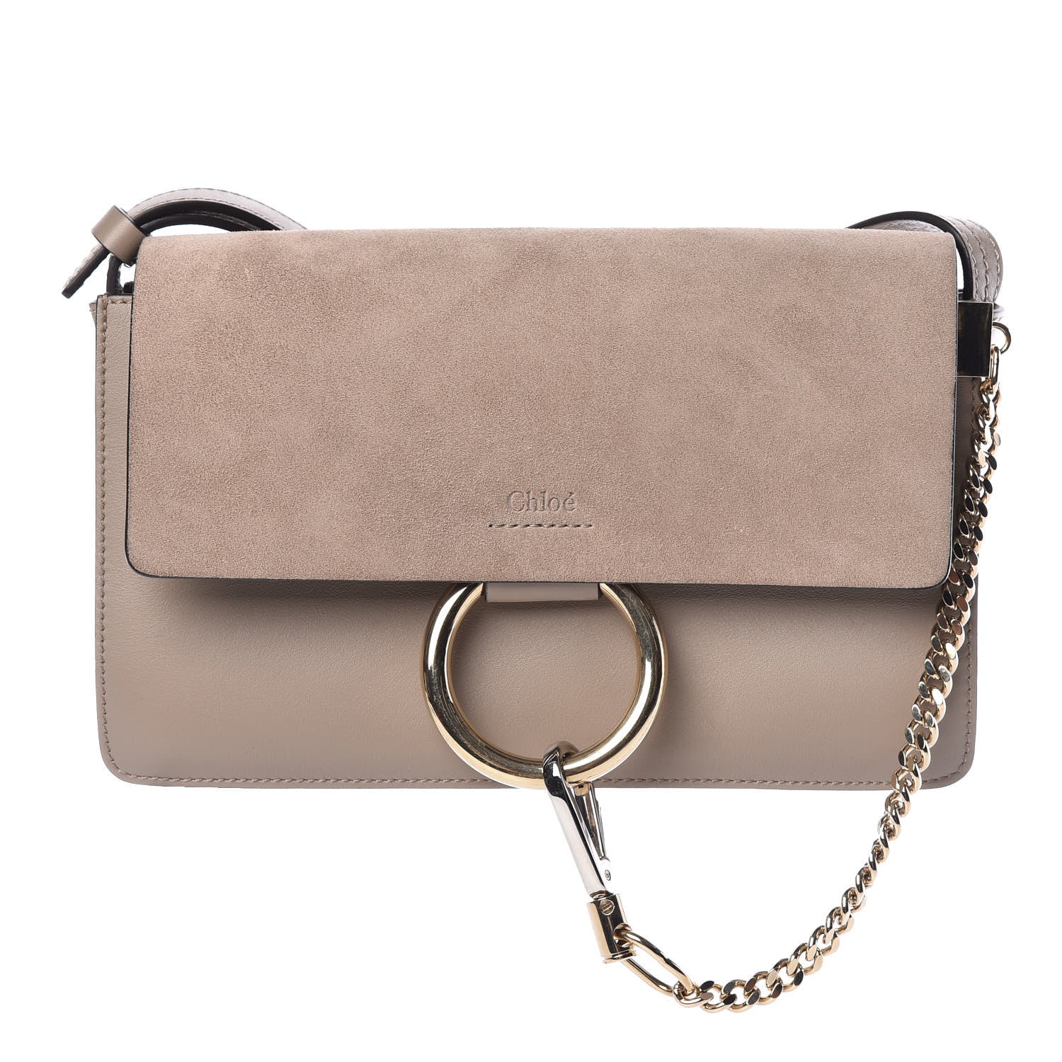 Chloe Suede Calfskin Small Faye Shoulder Bag Motty Grey 1 of 9