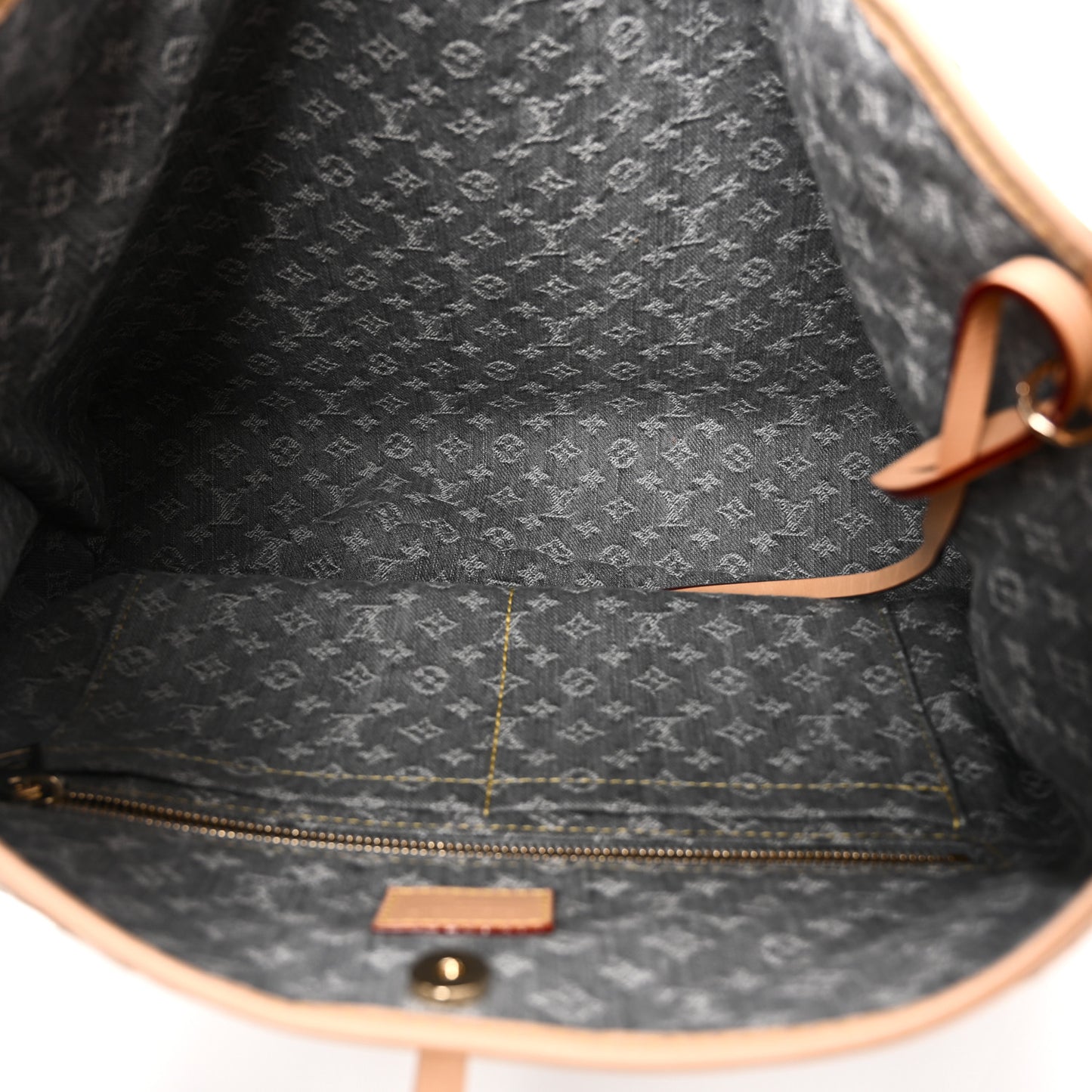 Monogram Denim CarryAll MM Washed Grey