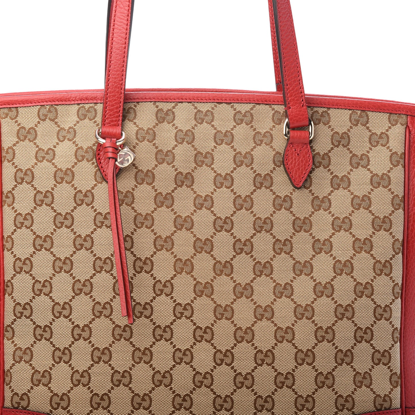 Monogram Bree Zippered Tote Beige Red