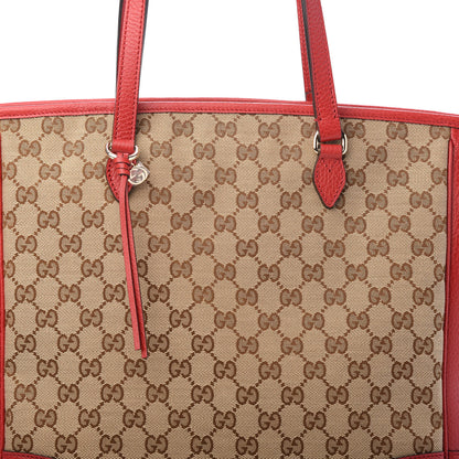 Gucci Monogram Bree Zippered Tote Beige Red 7 of 9