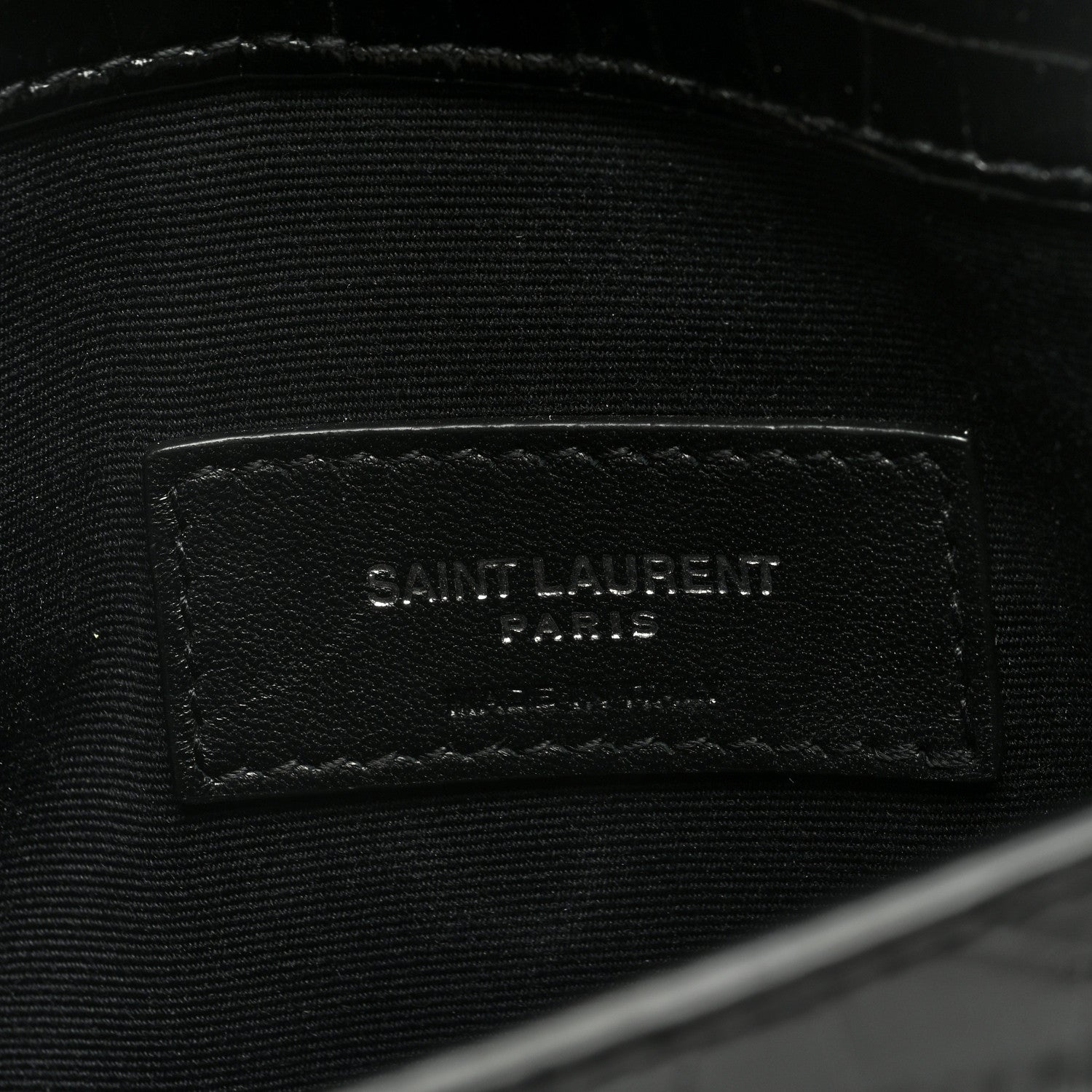 Saint Laurent Calfskin Crocodile Embossed Uptown Monogram Clutch Black 6 of 6
