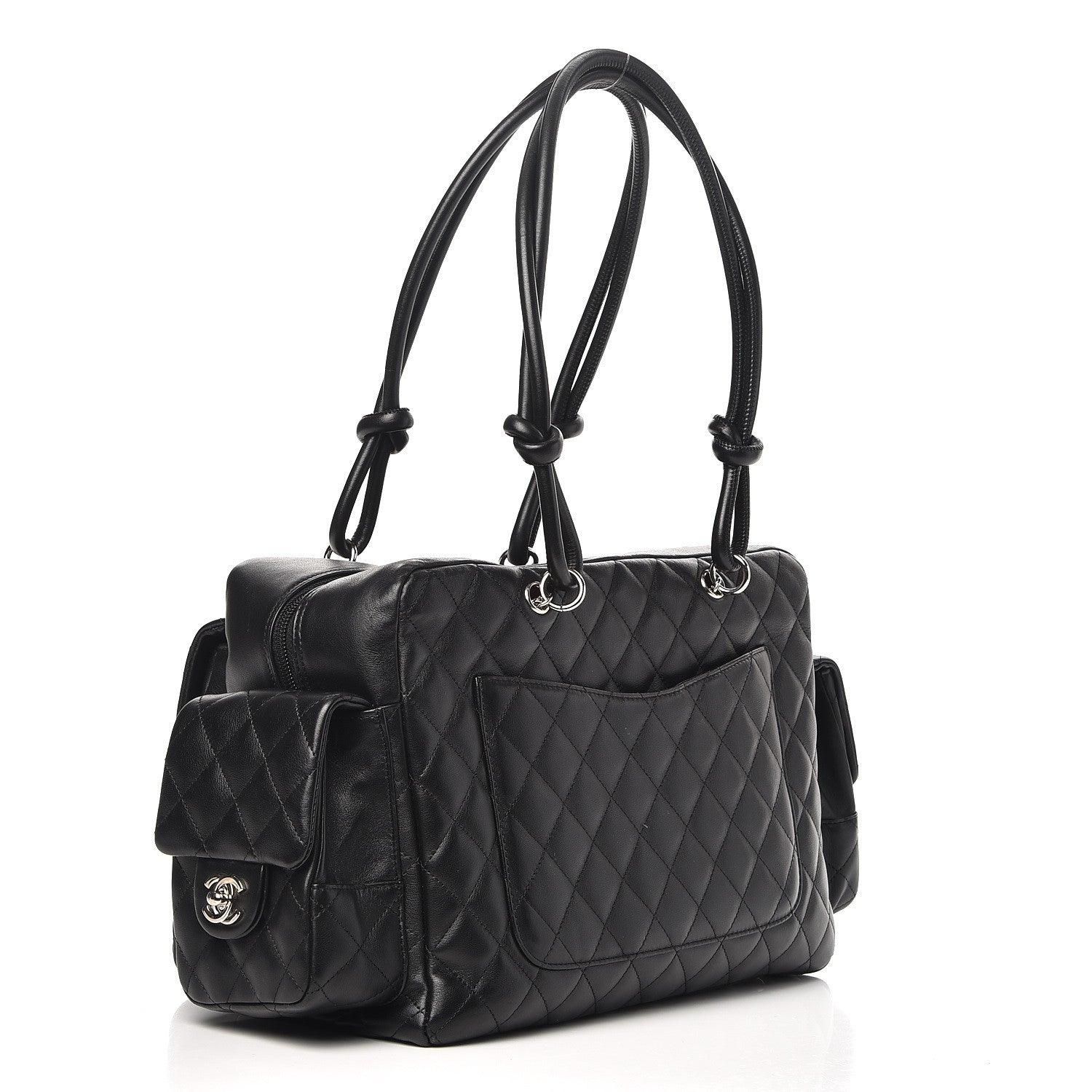 Chanel Calfskin Quilted Large Cambon Multipocket Reporter Black White 3 of 10