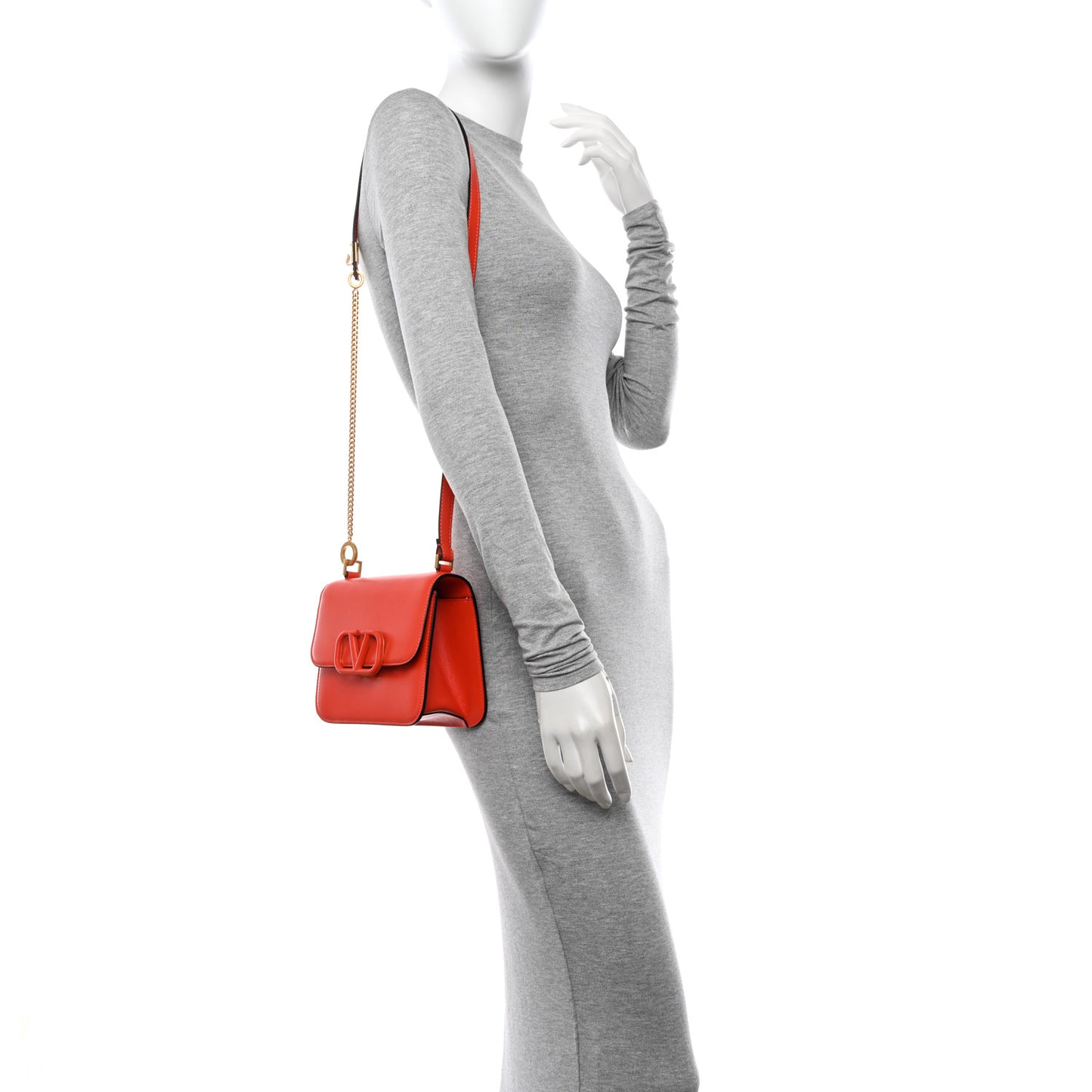 VALENTINO GARAVANI Smooth Calfskin Small VSling Shoulder Bag Orange