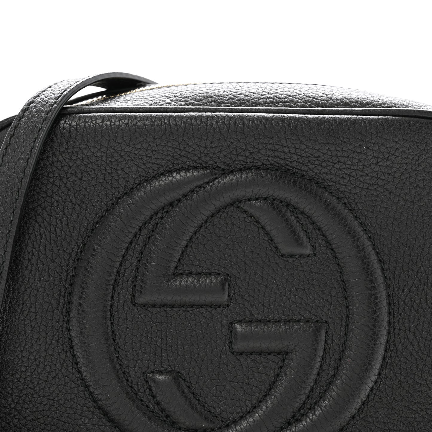 Pebbled Calfskin Small Soho Disco Bag Black