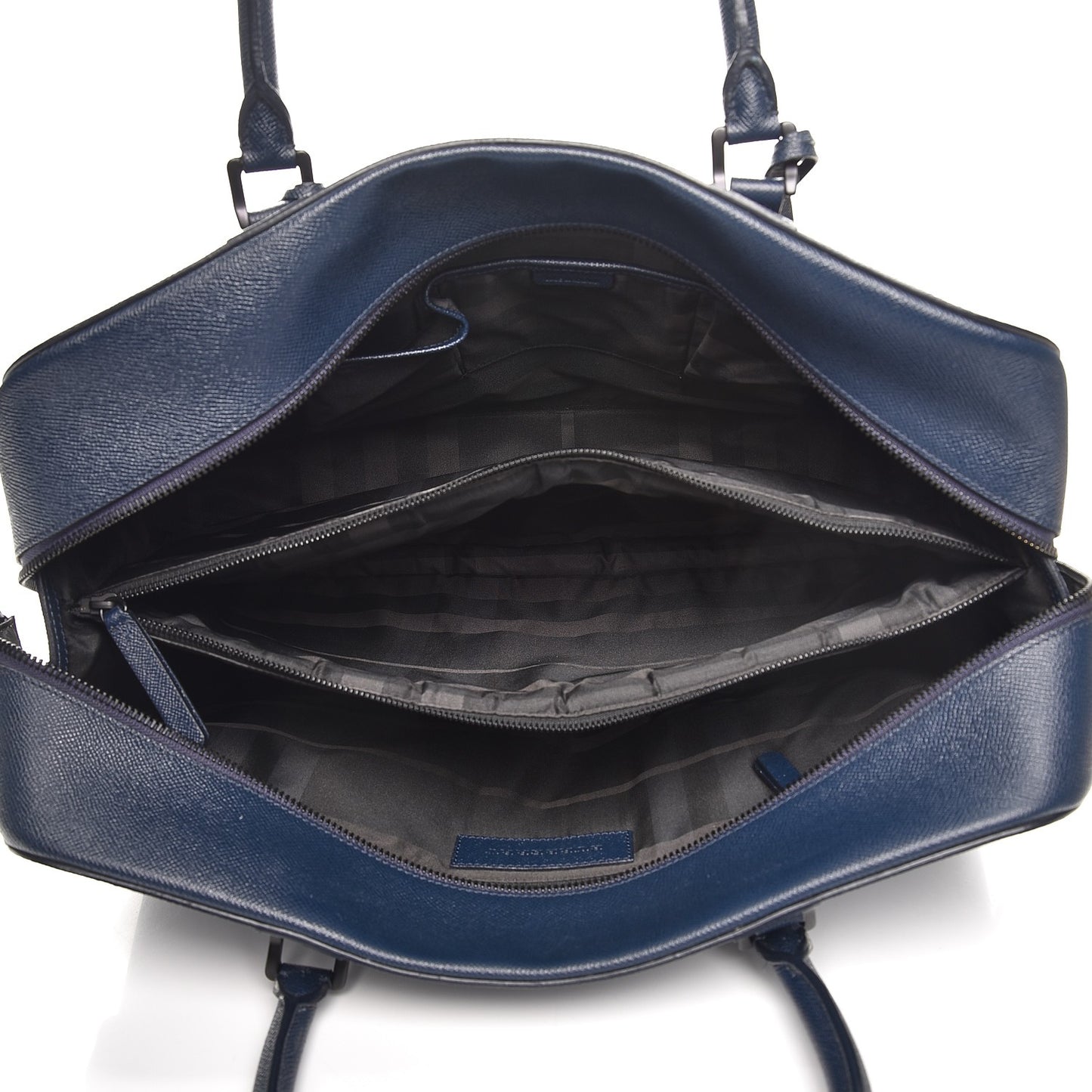 Textured Calfskin Briefcase Bag Dark Cobalt
