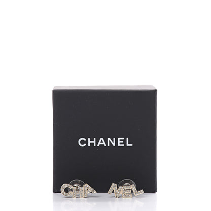Chanel Crystal Pearl Signature Stud Earrings Gold 5 of 5
